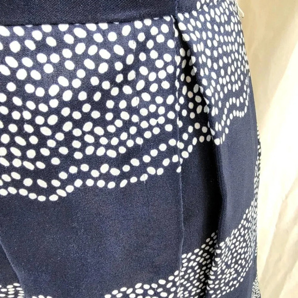 JULIAN TAYLOR Women's Mixed Fabric Pleated Striped Tea Dress Size 12 Navy Blue - Picture 8 of 16